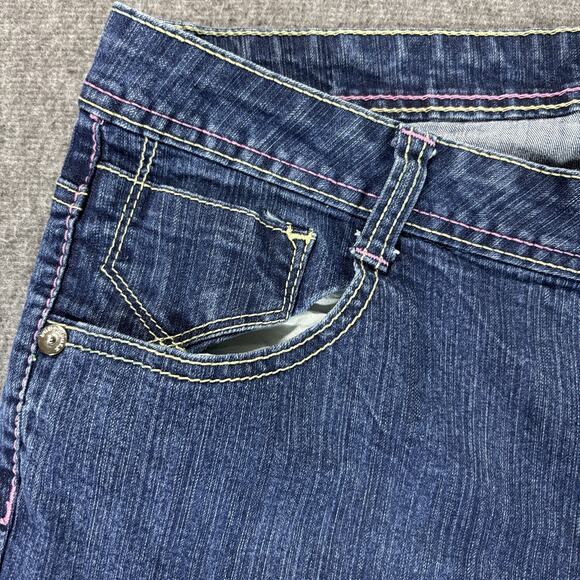 Southpole Jeans Womens 20 Blue Denim Bermuda Shorts Cuffed Embellished‎ Pockets - Picture 4 of 8